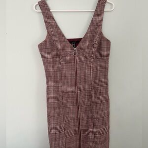 Forever 21 Burgundy Patterned Zip Dress
